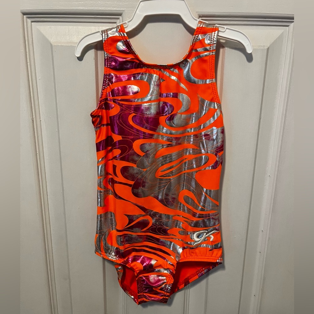 Girls Leotard with vibrant swirl pattern